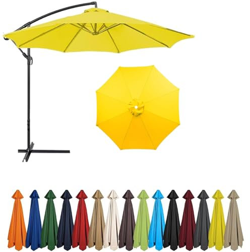 BLGVGKLPNT Toile de Rechange pour Parasol 4,0-2,0 Mètres 6/8 Baleines, Extérieur Auvent de Remplacement,Toile Parasol, Auvent de Remplacement Parasol déporté (8ribs:2.7m/8.8ft,Jaune)
