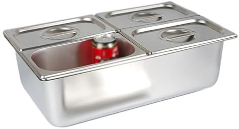 XLIHAWY Countertop Ice Food Serving Display Tray, Portable Salad Bar Buffet Station, Cold Food Buffet Server, Pizza Topping Station Cooling Trays For Parties(Silver-A,F)