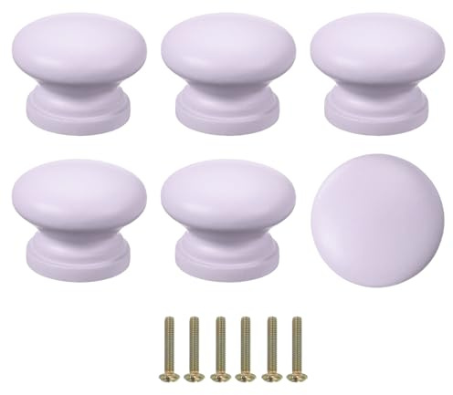 sourcing map 6Pcs Drawer Knobs, Round Dresser Pulls, Decorative Drawer Knobs with M4 x 22mm Screw for Cupboard Wardrobe, Purple