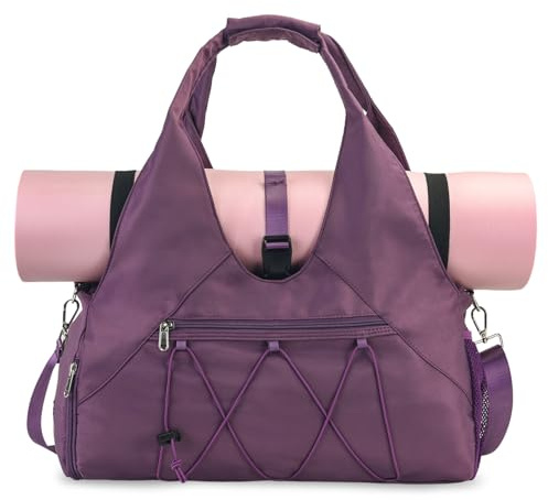 SIVENKE Sporttasche für Damen Yogatasche mit Schuhfach & Nassfach Reisetasche Tragetasche für Yogamatten Freizeit Handtasche Schwimmtasche Gym Tasche für Damen und Herren