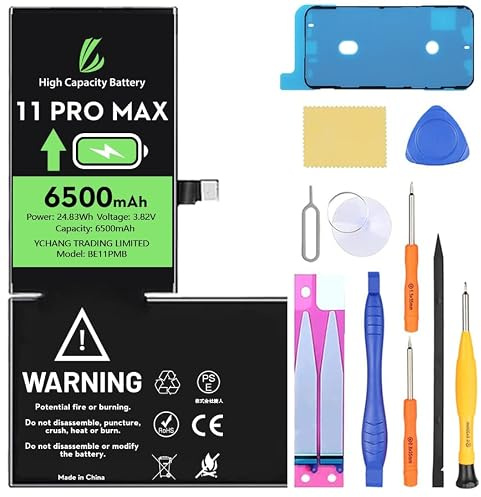 LL TRADER Battery for iPhone 11 Pro MAX, 6500mAh High Capacity Lithium Polymer Battery with All Repair Tools