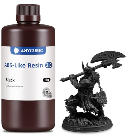 ANYCUBIC ABS-Like Resin 2.0, (Schwarz, 1 kg) | 3D-Druckerharz mit hoher Zähigkeit und Belastbarkeit, hoher Präzision und Härte, geringem Geruch
