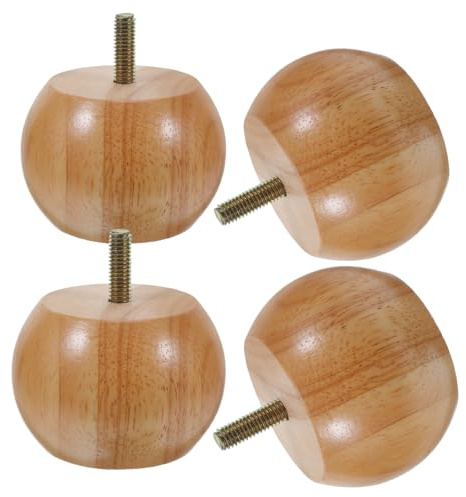 HONITANO Pieds de Meuble Bois Ronds en Bois, Lot de 4, 5cm, pour Table et Table de Chevet, Faciles à Installer, Peignables