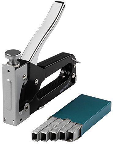 wolfcraft Tacocraft 5 Handtacker Set 7088000 / Kleiner Werkzeugtacker mit regulierbarer Schusskraft inkl. 1000 8mm Klammern/Ideal für Arbeiten im Haushalt und zum Basteln