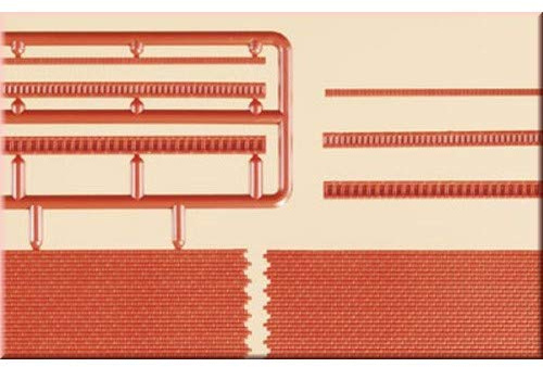 Auhagen 44630.0 - Ziegelmauern mit Zahnfriesvarianten, 114 x 35 mm, bunt