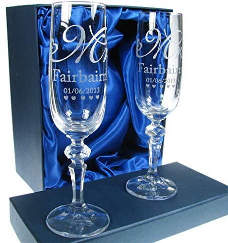 De Walden Bride and Groom Gifts, Lead-Free Crystal Engraved Wedding Champagne Flutes, Toasting Glasses for Newlyweds, Mr & Mrs Mr & Mr Mrs & Mrs
