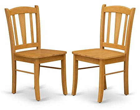 East West Furniture DLC-OAK-W Dublin Esszimmerstühle - Holzsitzstühle mit Lattenlehne, 2er-Set, Eiche