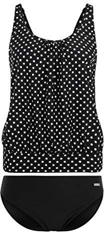 Lascana Damen Oversize-Tankini mit Pünktchen-Design, formend, Verstellbare Träger