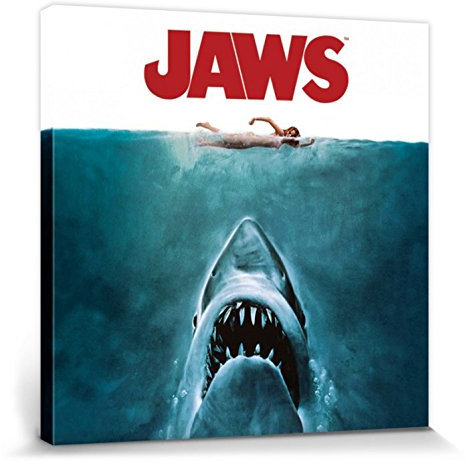 1art1 Der Weiße Hai Poster Filmplakat Bilder Leinwand-Bild Auf Keilrahmen | XXL-Wandbild Poster Kunstdruck Als Leinwandbild 40x40 cm