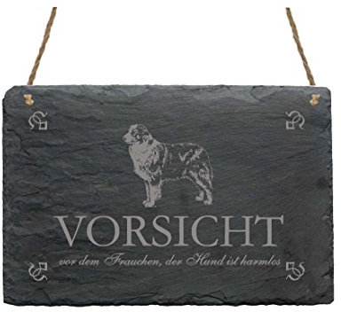Australian Shepherd Schiefertafel - Vorsicht vor dem Frauchen