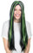 dressforfun Perücke Langhaar mit Strähnen | 65 cm | Halloween Fasching Hexe Vampir Gothic | -Diverse Farben- (Schwarz/Grün | Nr. 300733)