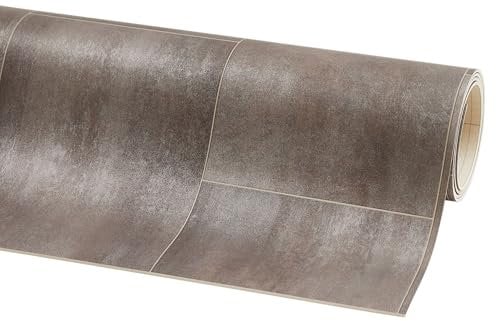Misento PVC Bodenbelag Meterware - Vinylboden Fliesenoptik - Bodenbelag 2m und 4m breit PVC Boden - Fliese Braun-Grau 200 x 350 cm