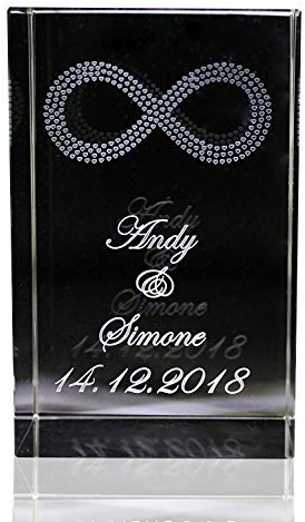 VIP-LASER 3D Glas Kristall Quader Unendlichkeitszeichen/Infiniti Love