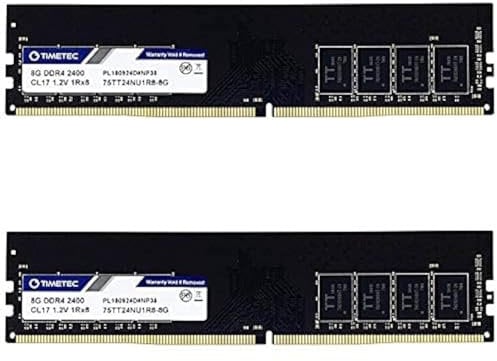 Timetec 16GB Kit (2x8GB) DDR4 2400MHz PC4-19200 Non-ECC Unbuffered 1.2V CL17 1Rx8 Single Rank 288 Pin UDIMM Desktop PC Memoria RAM Módulo Actualización (16GB Kit(2x8GB))
