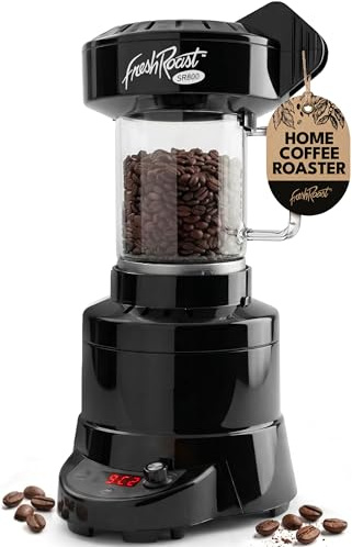 Fresh Roast SR800 Coffee Roaster – Roast Coffee at Home – Variable Heat and Fan Control – Digital Display – Roasts 6–8 oz (170–226g) Per Batch – Easy to Use – Fast Roast Time