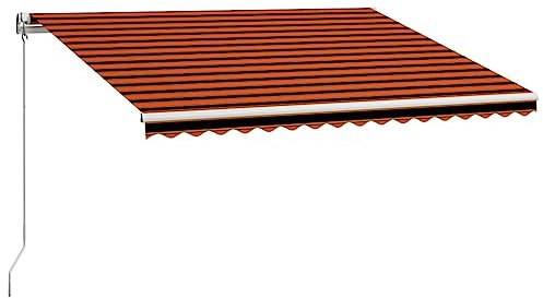 vidaXL Tenda da Sole Retrattile Manuale per Finestra Schermo Parasole a Scomparsa 450x300 cm in Tessuto PU Arancione e Marrone Telaio in Alluminio