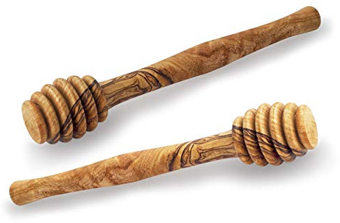 Forest Decor 5.3 Olive Wood Honey Spoons/Stick - Honeycomb Sticks for Drizzling Honey - Handcrafted Honey Dipper Stick - Wooden Honey Sticks for Honey Jar Dispense - Honey Stirrers Stick