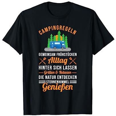 Lustig Camping Regeln Zelten Spruch Camperin Urlaub T-Shirt