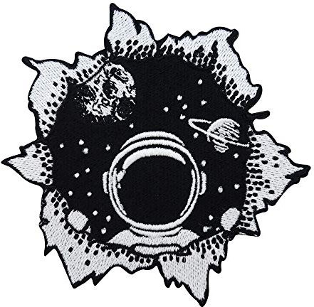 Finally Home Astronaut in einem Loch Patch zum Aufbügeln | Weltraum Patches, Alien Bügelflicken, Ufo Flicken, Nasa Aufnäher für Jeansjacken