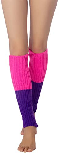 iB-iP Damen Neongrün Ballett Tanzwärmer Aerobic Beinstulpen, Größe: Einheitsgröße, Hyazinthe & Hot Pink