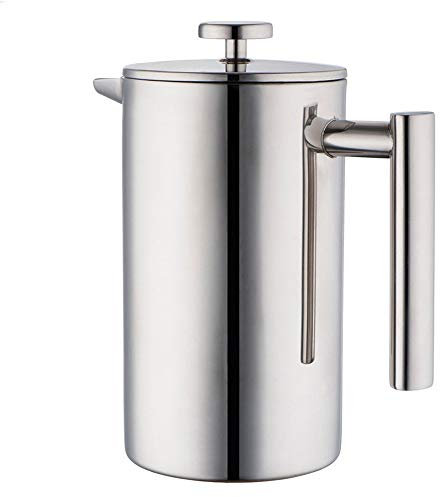 Lids Cafetiere French Press Coffee Maker, Double Wall Coffee Press Pot, Stainless Steel Heat Resistant Tea Cafetiere Kettle, Filter Coffee Maker Pot for Home Office (1000ml)