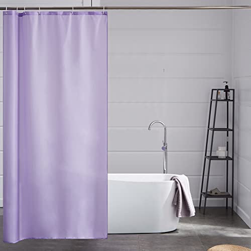 Furlinic Schmaler Duschvorhang für Eck Dusche und Kleine Badewanne, Badvorhang Textil aus Polyester Stoff schimmelresistent Wasserabweisend und Waschbar, Lila 100x200 mit 6 Duschvorhangringen.