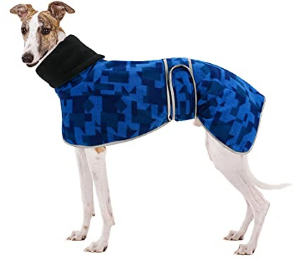Winterpullover aus Fleece für Whippet Windhunde, warmes Fleece-Futter und verstellbare Bänder, Blau