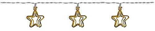 matches21 LED-Minilichterkette 3D Metallsterne Weihnachtsbeleuchtung Schalter Batterie 1 Stk gold
