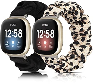 Wearlizer Compatible with Fitbit Versa 4/ Versa 3/ Sense 2/ Sense Strap for Women, Scrunchie Bands Stretchy Bracelets Elastic Breathable Wristbands Replacement Strap for Versa 4/ Sense 2 Smartwatch
