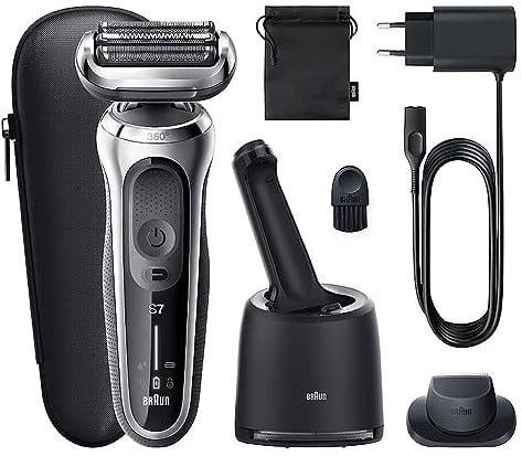 Braun Series 7 71-S7200cc Elektrischer Nass- und Trockenrasierer mit SmartCare Center System und Präzisions-Trimmer, Batterie, Kabellos, mit Folie, Silber