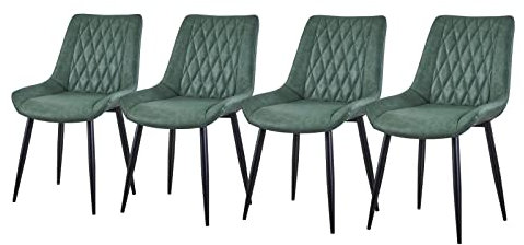 TUKAILAI Esszimmerstühle 4er Set aus Kunstleder, Küchenstühle mit Rückenlehne,weichen Kissen,Metallbeine, Ergonomische Sessel, Moderne Stühle für Küche,Esszimmer,Wohnzimmer,Empfangsraum, Grün