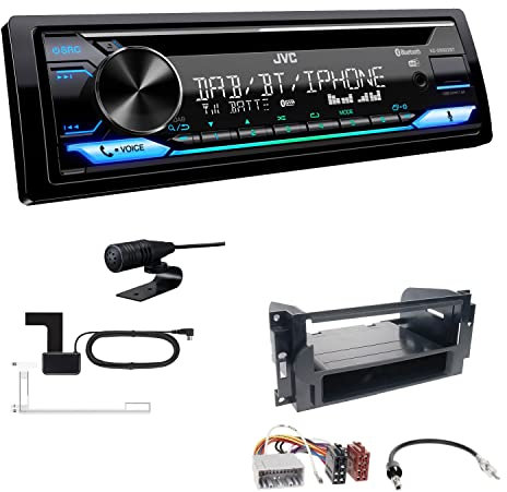 JVC KD-DB922BT 1-DIN Autoradio CD-Receiver Bluetooth DAB+ Digital Radio Einbauset passend für Jeep Grand Cherokee 2005-2007 schwarz
