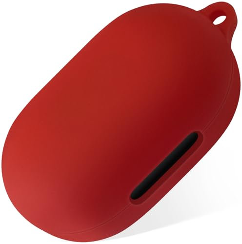 Geiomoo Silicone Case Compatible with Anker Soundcore Space A40, Protective Cover with Carabiner (Red)