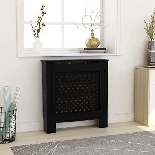 WIFESE HeizköRperverkleidung 78x19x81.5 cm Schwarz HeizköRperverkleidung HeizköRperabdeckung Speicherfunktion Holzgitter HeizköRperverkleidung RippenheizköRper Lamellenwand Holzverkleidung