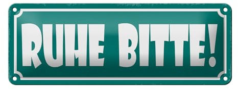 FEMER Blechschild Hinweis 27x10cm Ruhe Bitte blaues Schild