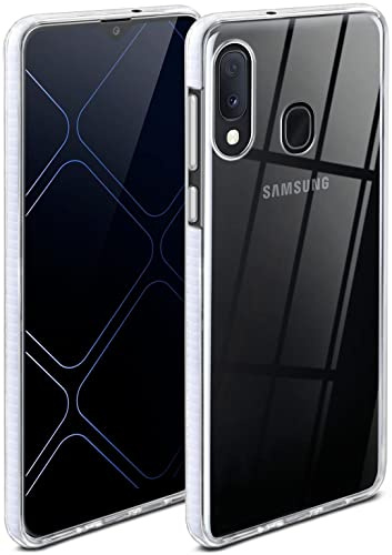 ONEFLOW für Samsung Galaxy A20e Hülle Silikon transparent, Handyhülle mit stoßfestem Bumper Backcover durchsichtig Silikonhülle kabelloses Laden Schutzhülle, Cushion Case, Weiss