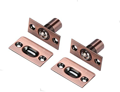 Ball Door Catches, Lokatall 2 Pack Roller Ball Door Catches Adjustable Door Ball Latches Spring Ball Bearing Stainless Steel Door Catch with Screws for Inner Door Cupboard Closet Cabinet, Copper Core