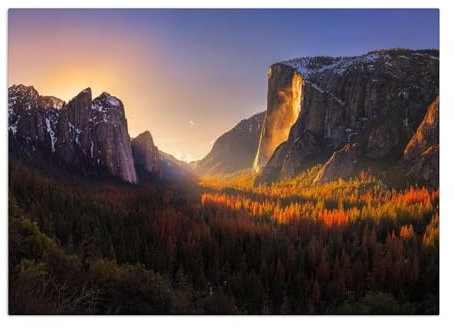 Displate - Poster aus Metall - Magnet-Montage - World Class Photos - Landscapes - Yosemite Firefall 45 cm x 32 cm