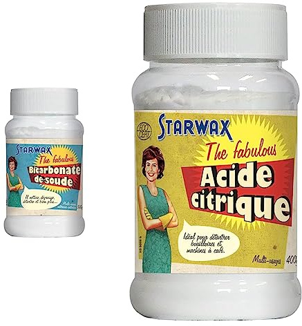 STARWAX FABULOUS Bicarbonate de Soude -500g - Idéal pour Nettoyer Toutes les Surfaces de la Maison & STARWAX FABULOUS Acide Citrique - 400g - Idéal pour Détartrer les Bouilloires et Cafetières