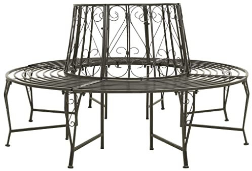 Youuihom Baumbänke, Runde Gartenbänke, Parkbank, Garten-Baumbank 160 cm Stahl Geeignet für Gärten, Parks, Terrassen, Balkone, Hinterhöfe