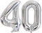 Vthoviwa 40 Zoll/18 Farbens Luftballon Zahlen 40 Silbrig, Luftballon 40. Geburtstag Foil Ballon, 0123456789,10-19,20-25,30,40,50,60,70,80,90, Folienballon 40 Party Dekoration Helium Unterstützen