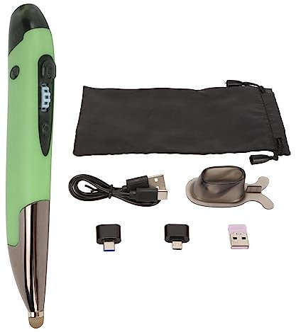 Cyrank Wireless Optical Pocket Pen Mouse, Bluetooth Mouse Rechargeable Pocket Pen Mouse Adjustable Handwriting Mice Mini Pen Mouse for PC Laptop(Green)