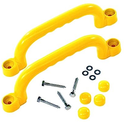 Baoblaze 2Pcs Playground Accessories, Playhouse Grab Handle Bars, with Screws, Climb Play Playroom Ladder Handles for Park, Backyard Tree House Playhouse, yellow