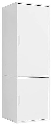 mokebo Kleiderschrank (60x187 cm) aus Holz 2-türig & 2 Fächer 'Der Grenzenlose' modularer Schlafzimmerschrank, Garderobenschrank, Flurschrank, Drehtürenschrank oder Schrank in Weiß