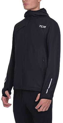 TCA Giacca Softshell da Corsa Uomo. Giacca Riflettente Traspirante e Ripiegabile con Tasche con Cerniera - Nero, L