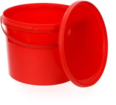BenBow Seau avec Couvercle 10L Rouge 10x 10 Litre - apte au Contact Alimentaire, Stable, hermétique, étanche, sans Odeur - récipient de Stockage en Plastique, avec poignée - Vide