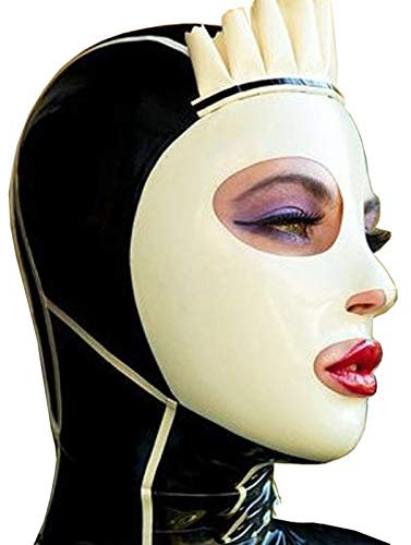 Latexmaske SM Maske Sklave Königin BDSM Maske Handgemachtes 100% Latexmaterial Extrem Abstinenz Fetisch Bondage Maske Geeignet für Bühnenperformance Cosplay Nachtclub,XL,Black
