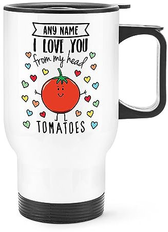 Gift Base Personalisierbarer Reisebecher mit Henkel I Love You from My Head, Tomaten