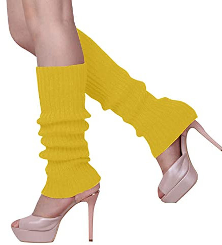 Stulpen Damen Mädchen Winter Beinwärmer Gestrickte Bein Wärmer Legwarmer Socken Warme Winter Lange Bein Wärmer Stricken Strümpfe Beinstulpen Socken Stricken Stulpen für Frauen (Yellow, One Size)