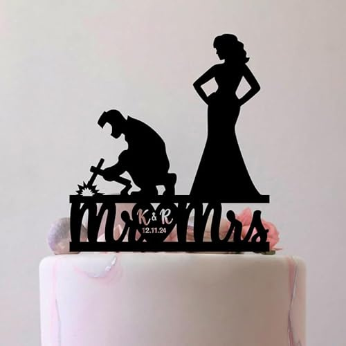 Custom Welder Mr And Mrs Wedding Cake Topper, Groom Acrylic Bride Rustic, 6-7.8 Inch For Cake, Lover, Newlyweds Celebration